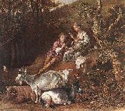 paulus potter Landscape with Shepherdess and Shepherd Playing Flute Germany oil painting artist